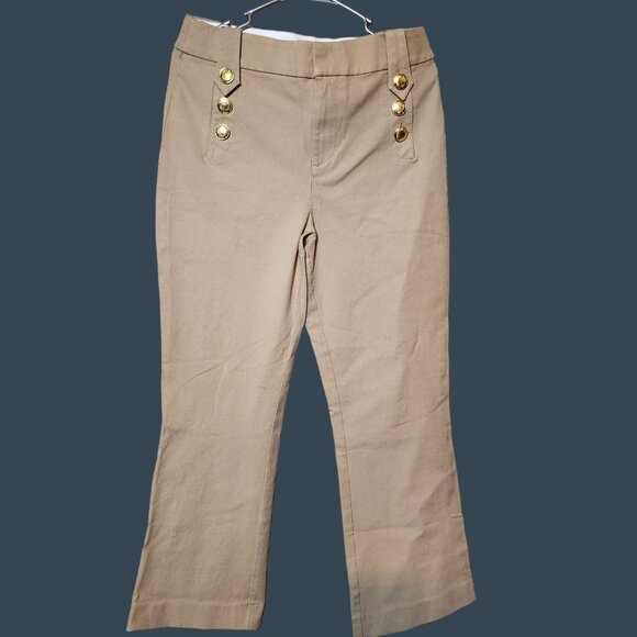 Lilly Pulitzer Parrish Button-Accented High-Waisted Slight Flare Women’s Pants - Picture 4 of 5